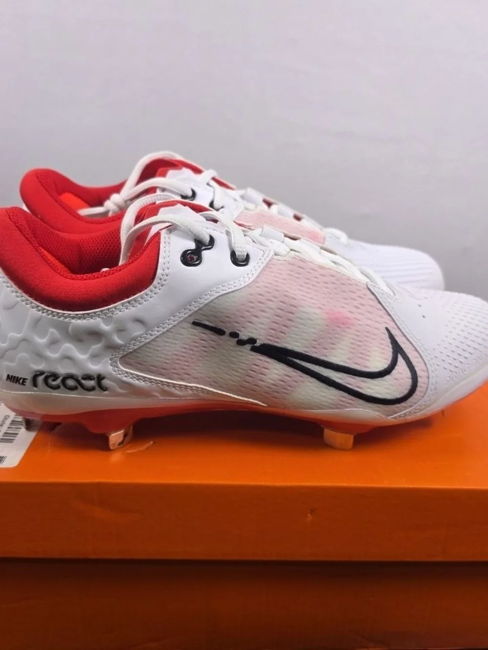 Nike Hyperdiamond 4 Elite Softball Cleats White Red CZ5917-105 Women's Size 10